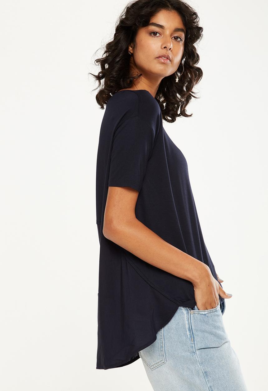 Cotton On - Lara spliced summer tunic elbow top - dark navy