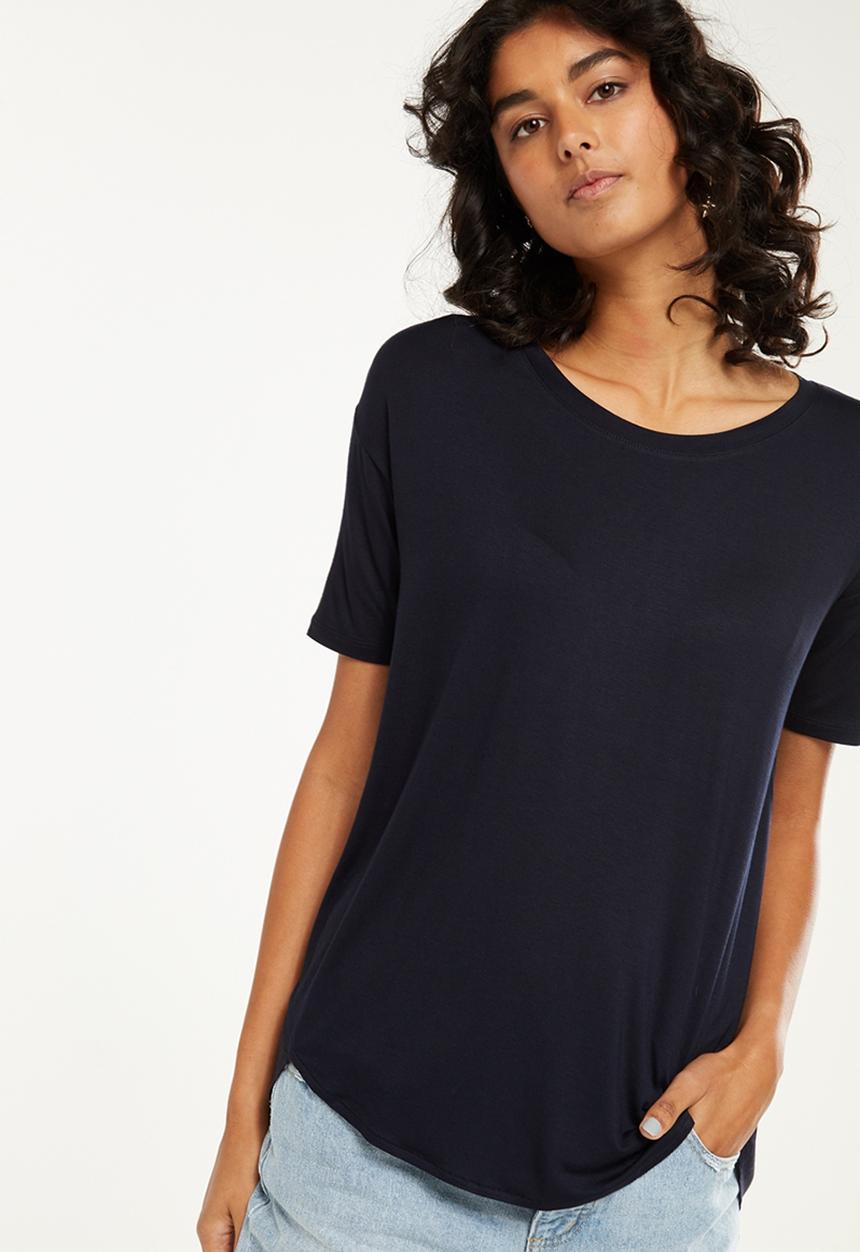 Cotton On - Lara spliced summer tunic elbow top - dark navy