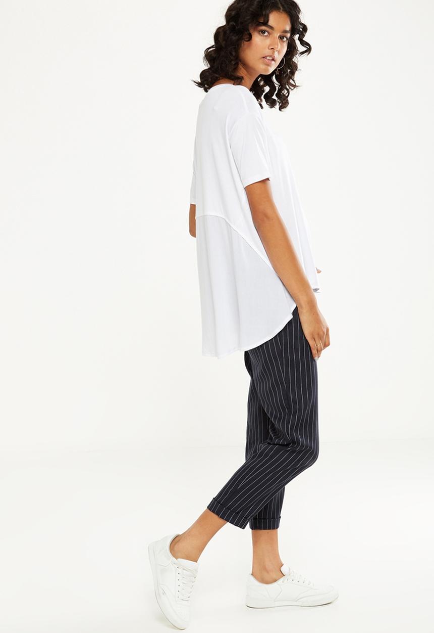Cotton On - Lara spliced summer tunic elbow sleeve top - white