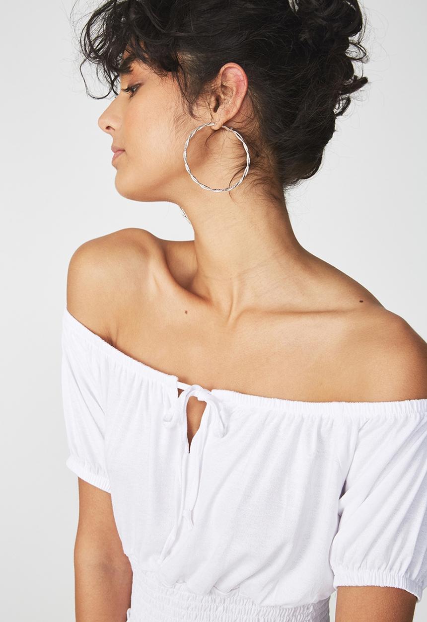 Cotton On - Vicki tie summer front top - white