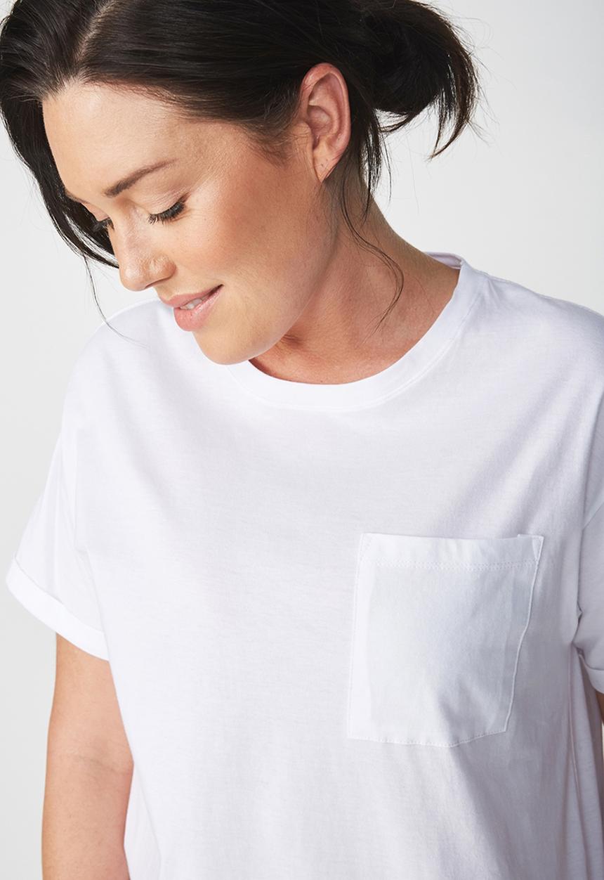 Cotton On - The one summer boyfriend pocket tee - white