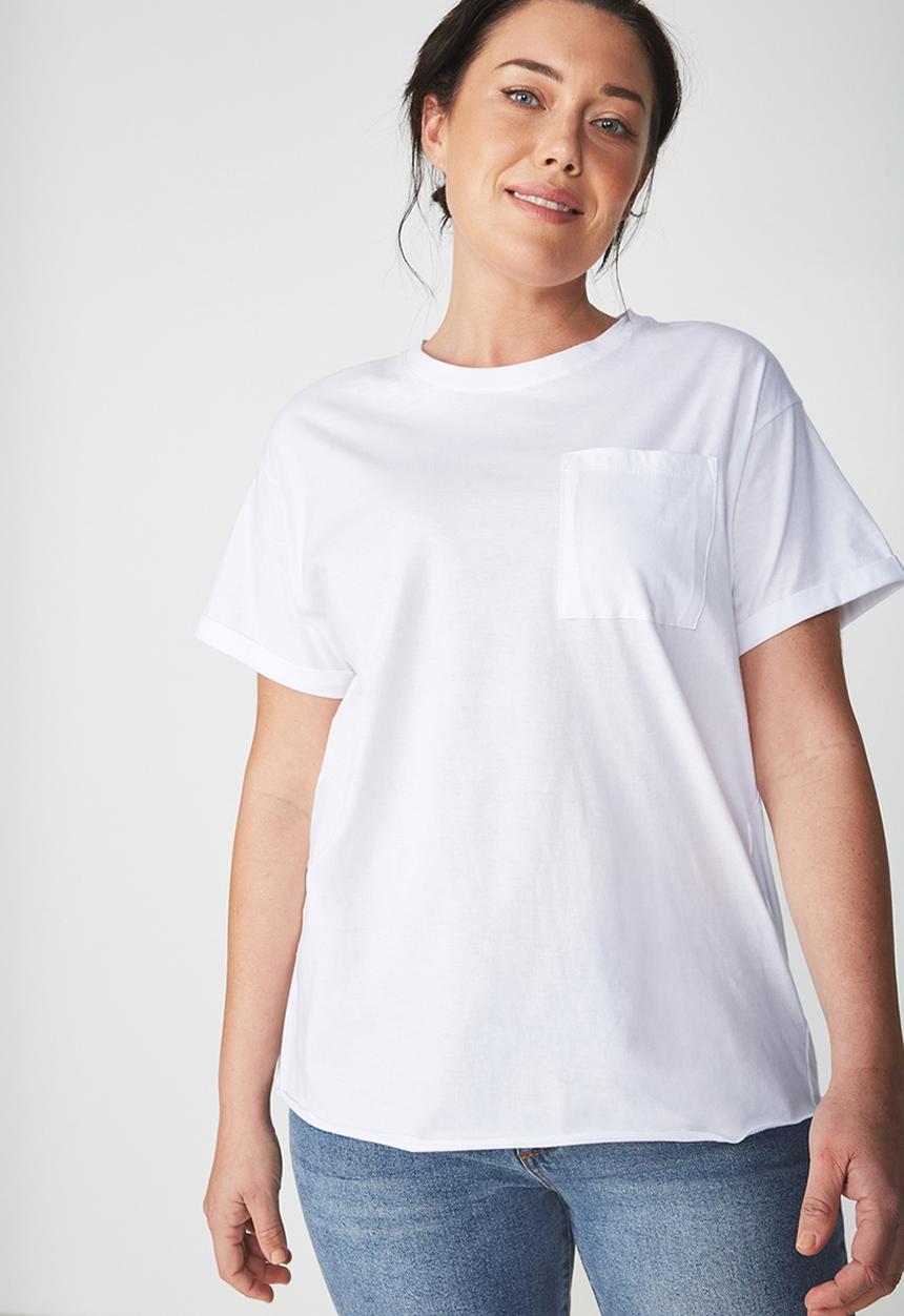 Cotton On - The one summer boyfriend pocket tee - white