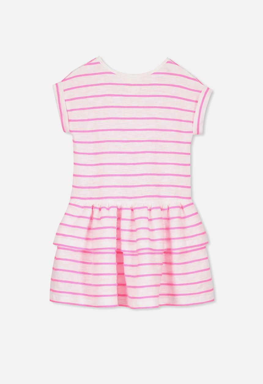 Cotton On - Alba short sleeve dress -  white & pink 