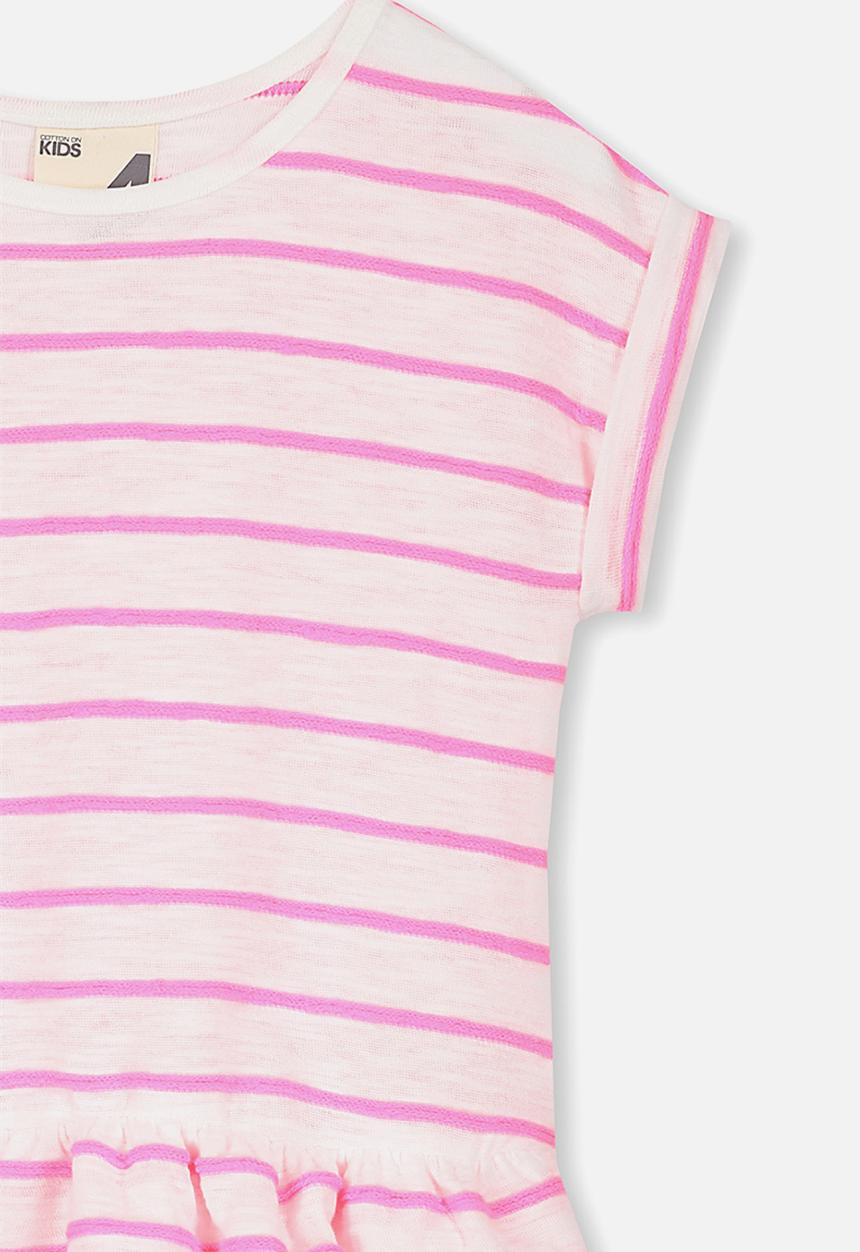 Cotton On - Alba short sleeve dress -  white & pink 