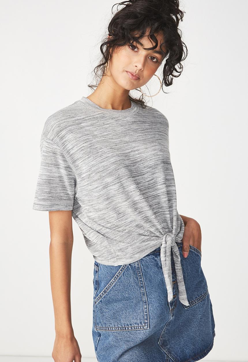 Cotton On - Charlise tie summer front top - grey