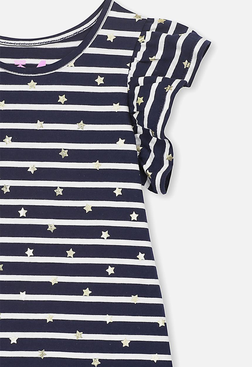 Cotton On - Ella short sleeve dress - navy & white 