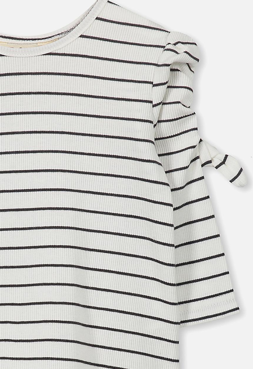 Cotton On - Giselle long puff sleeve tee - white & navy 