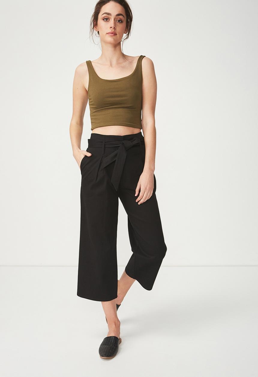 Cotton On - Everyday summer crop tank - khaki