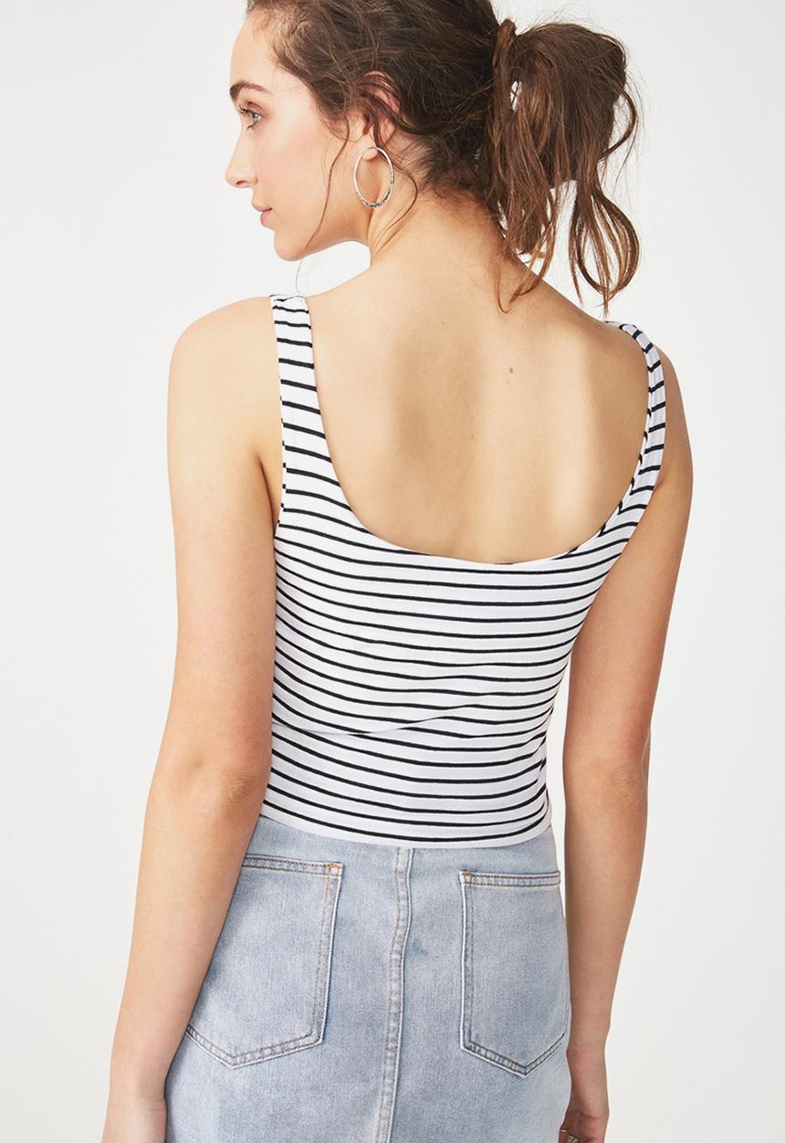 Cotton On - Everyday summer crop tank - white & black 