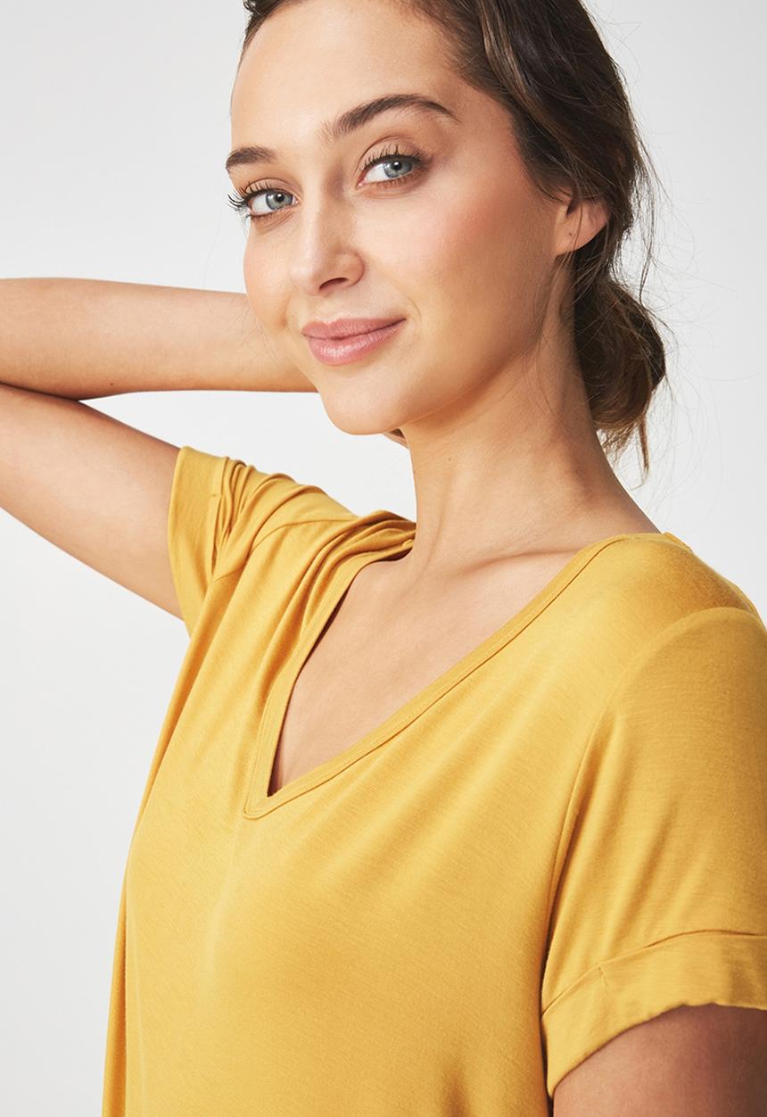 Cotton On - Karly summer short sleeve v-neck top - mustard