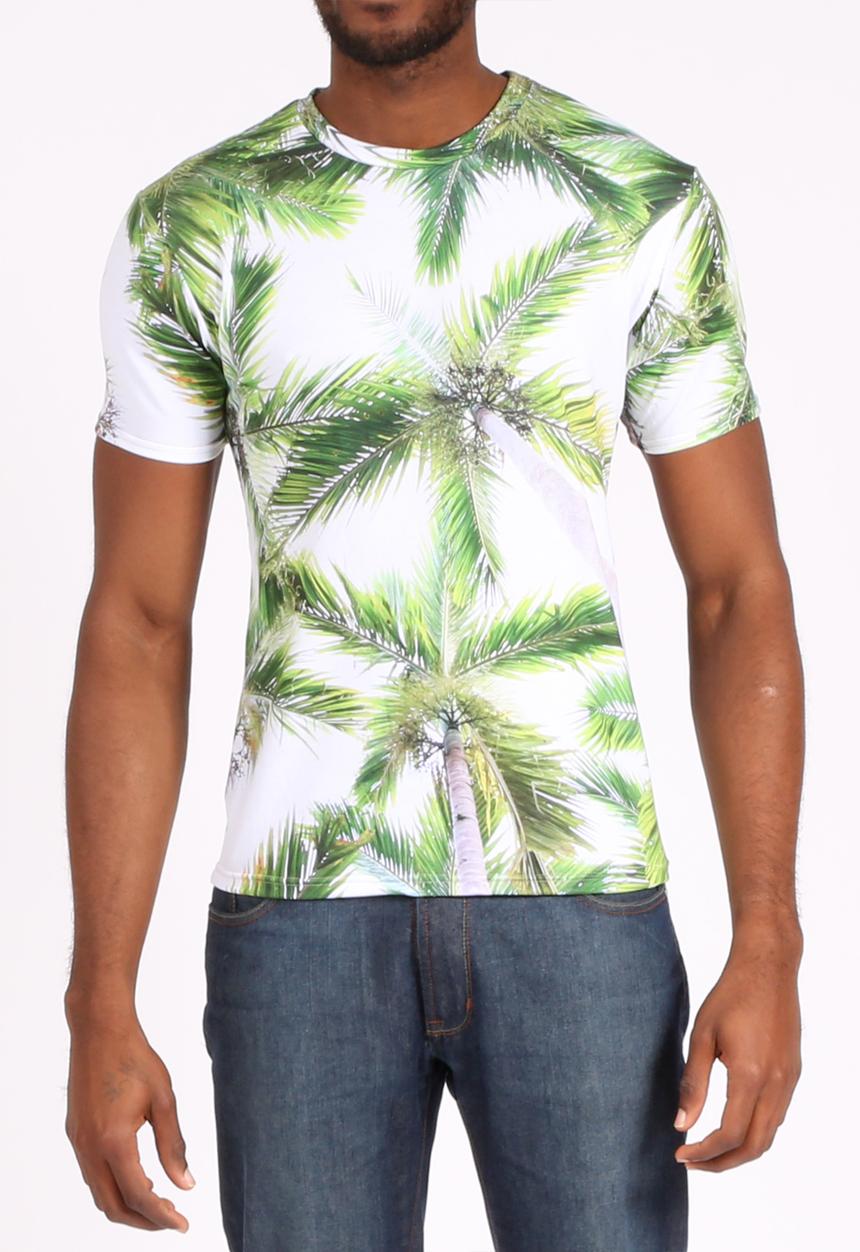 Mr Gugu & Ms Go - Unisex Palm T-Shirt – White & Green