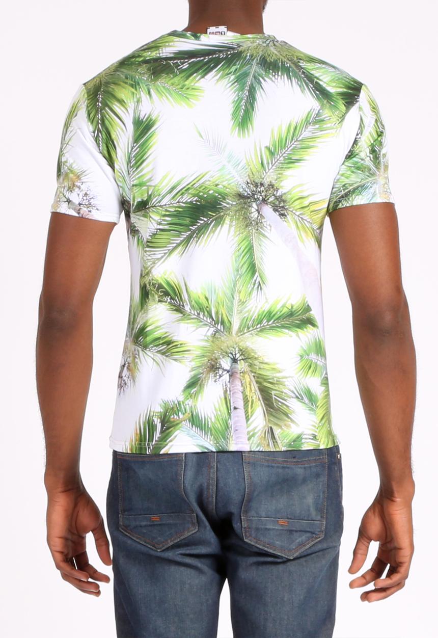 Mr Gugu & Ms Go - Unisex Palm T-Shirt – White & Green