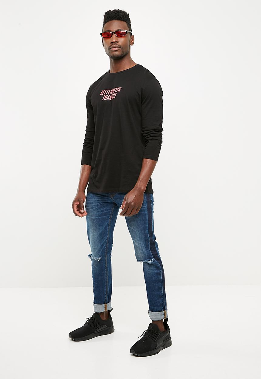 basicthread - Printed crew neck tee - black 