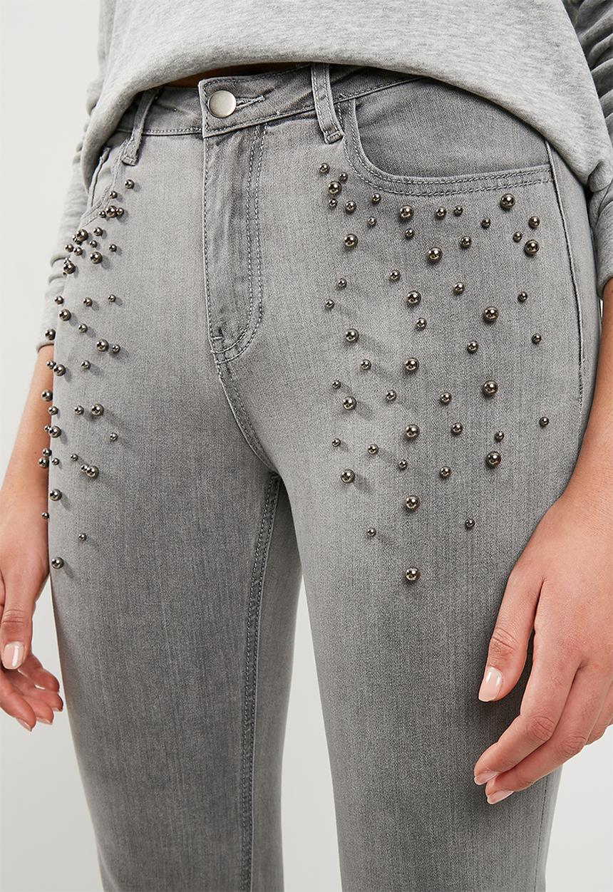 Superbalist - Grey studded jeans - grey
