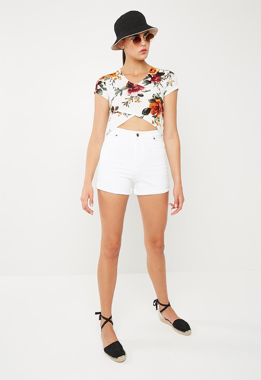 Superbalist - Fitted mock wrap front tee - multi
