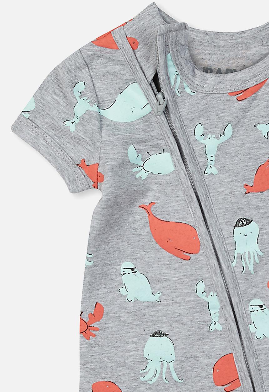 Cotton On - Mini short sleeve zip through - grey