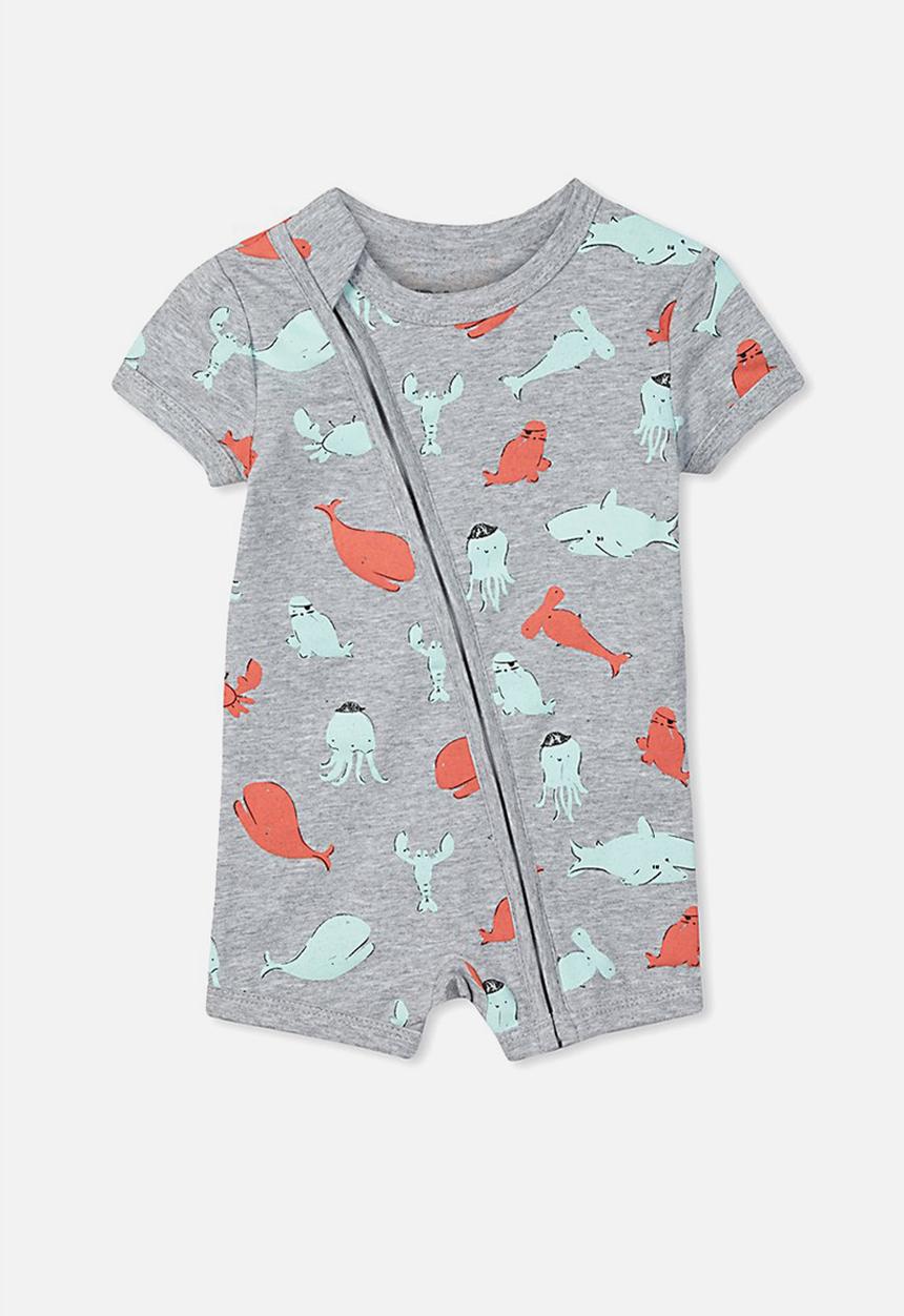 Cotton On - Mini short sleeve zip through - grey
