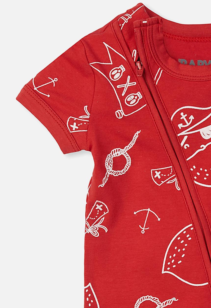 Cotton On - Mini short sleeve zip through romper - red