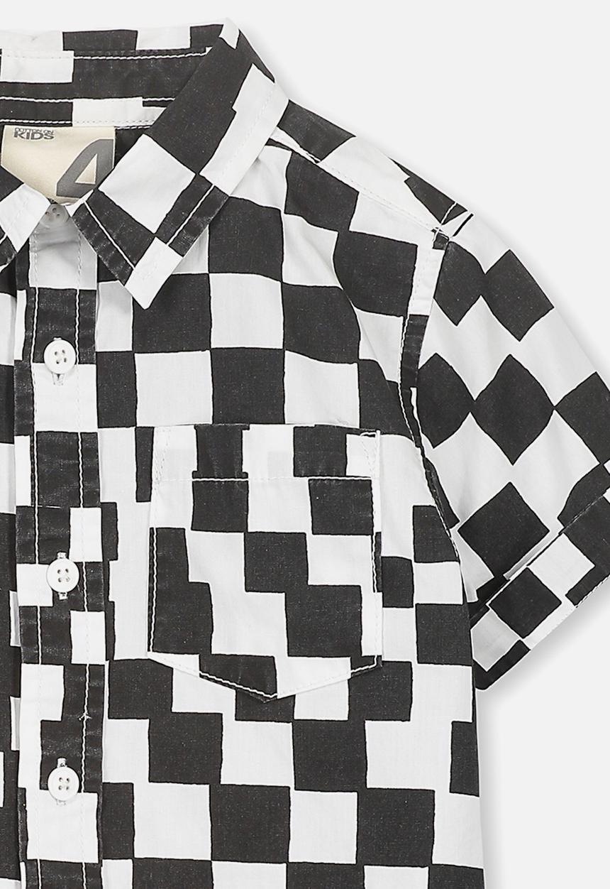 Cotton On - Jackson short sleeve shirt - black & white 