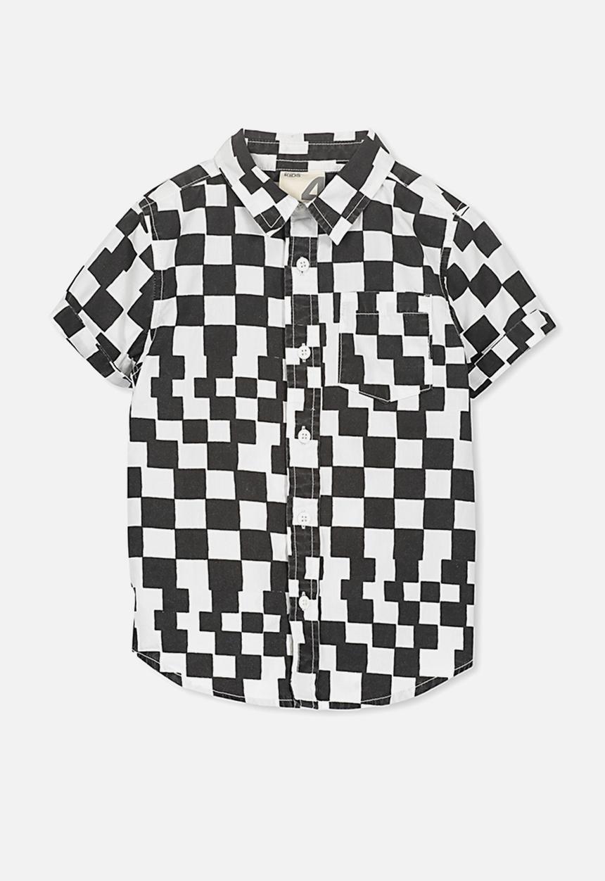 Cotton On - Jackson short sleeve shirt - black & white 