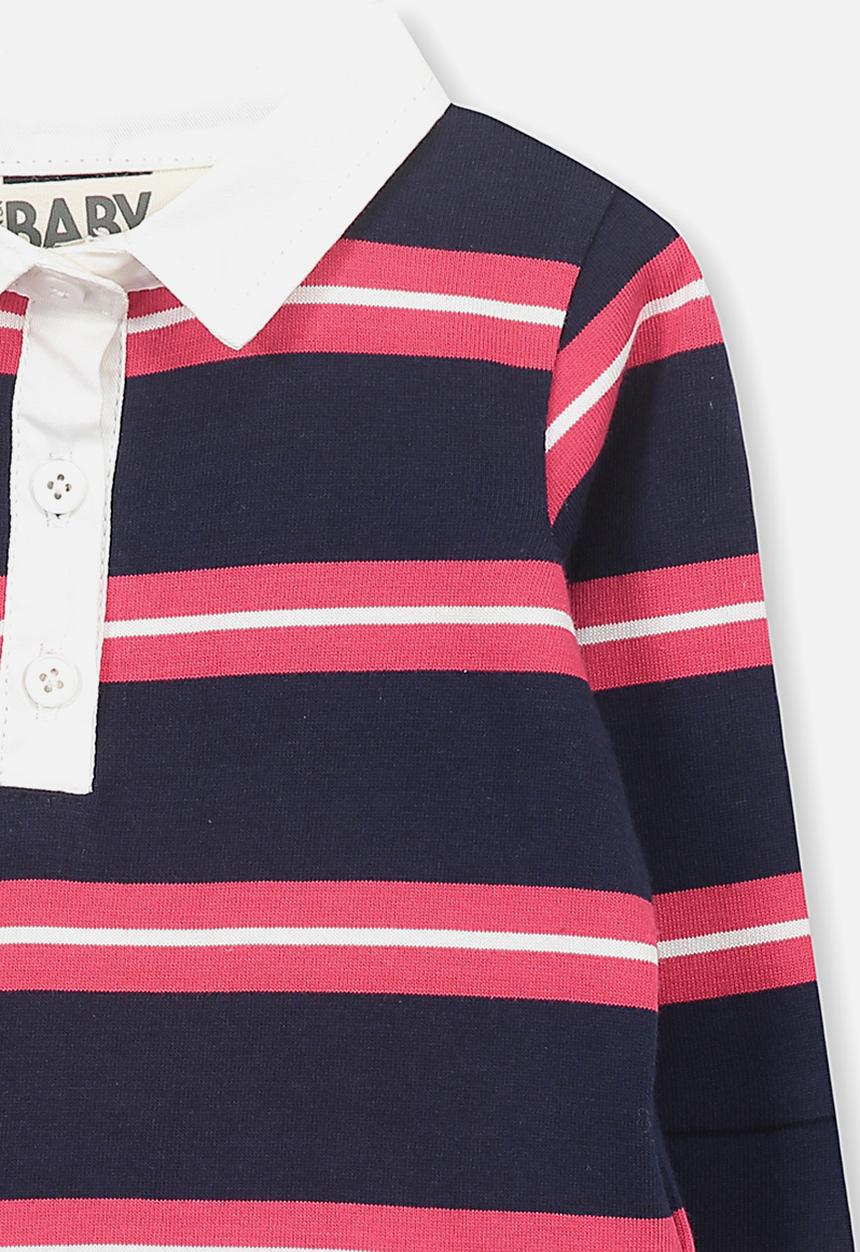 Cotton On - Cohen rugby top - navy & red