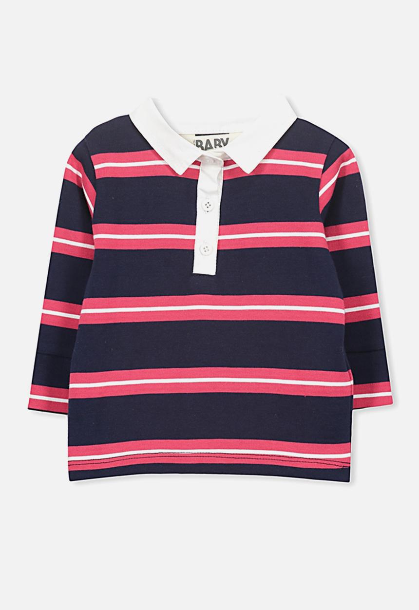 Cotton On - Cohen rugby top - navy & red