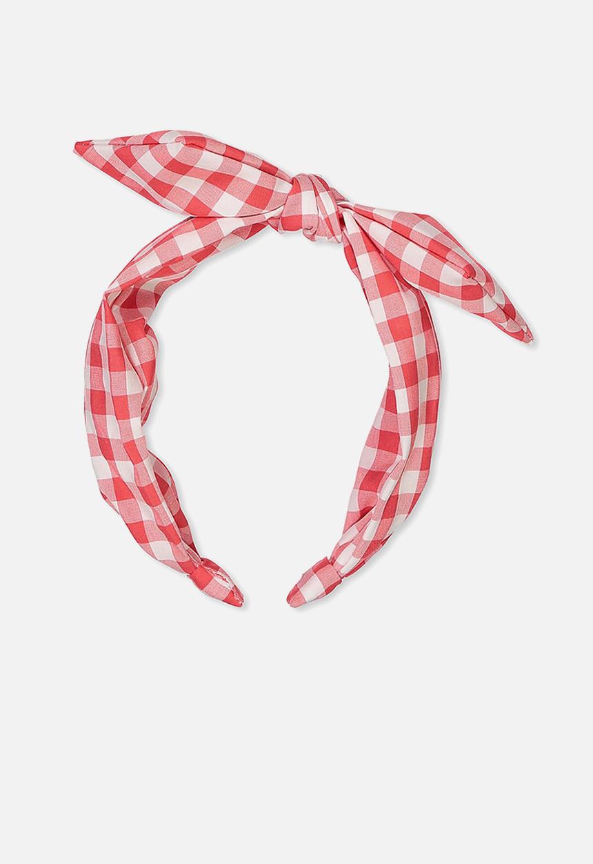 Cotton On - Printed bow headband - pink & white