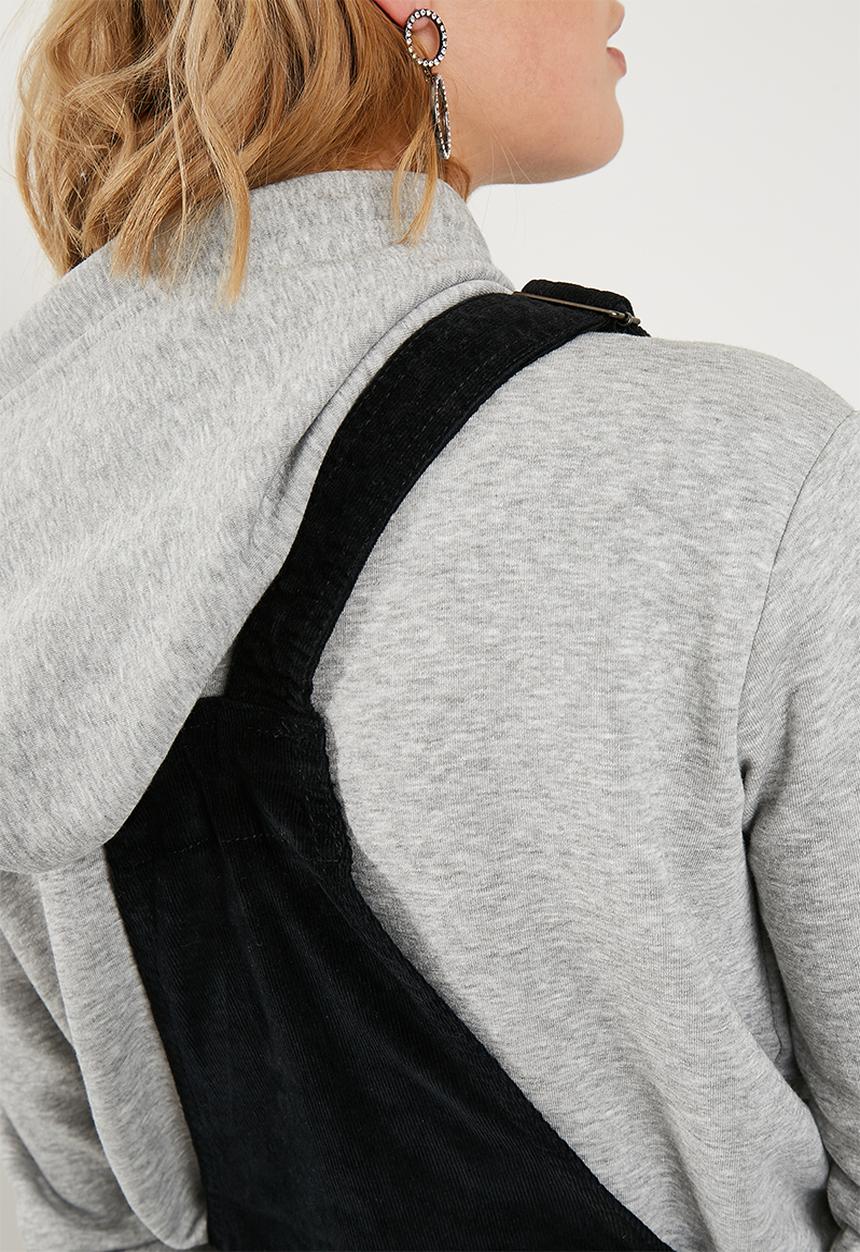 Superbalist - Button through corduroy pinafore dress - black