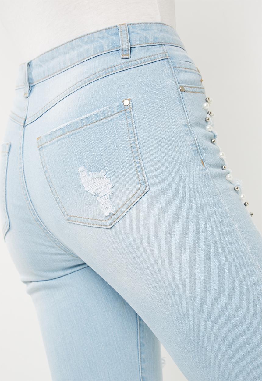 Superbalist - Rip skinny with embellishment detail - blue