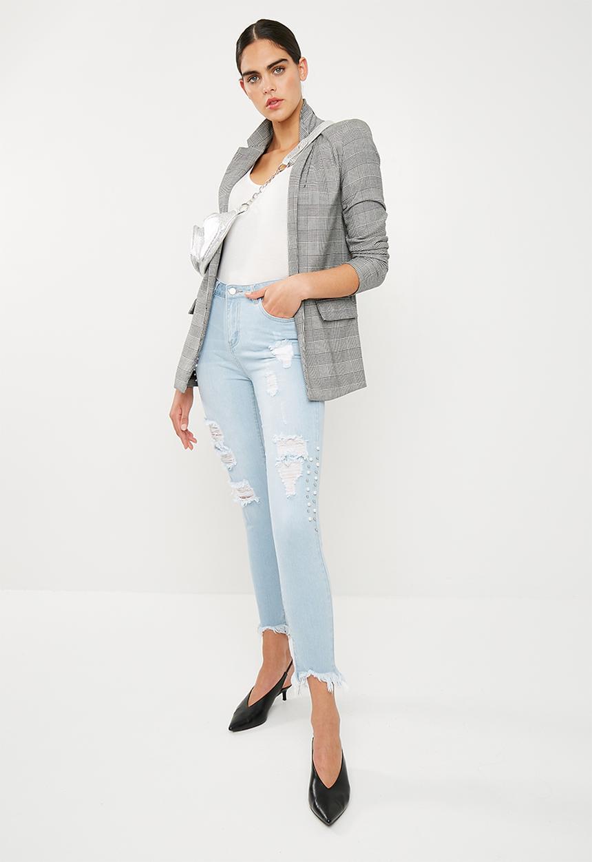 Superbalist - Rip skinny with embellishment detail - blue