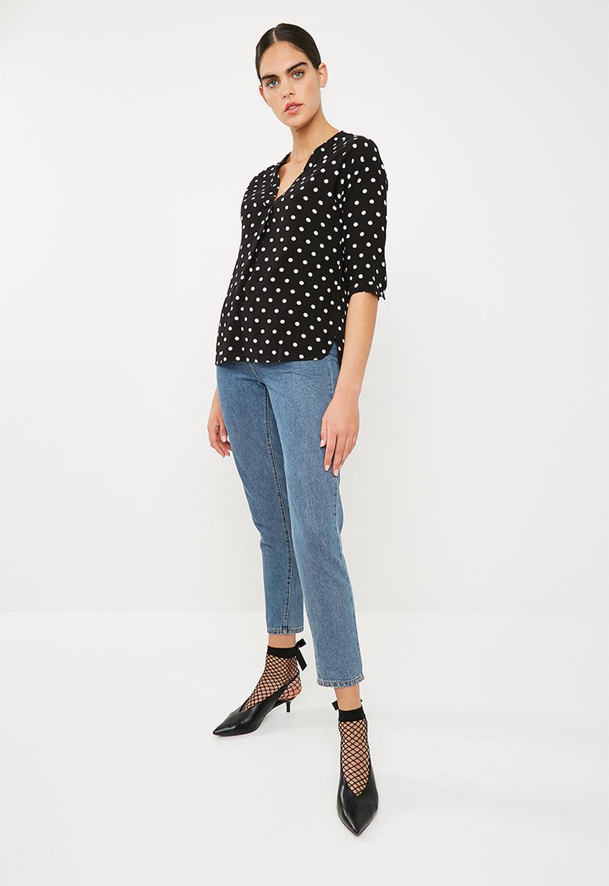 Superbalist - V-neck shirt - black & white 