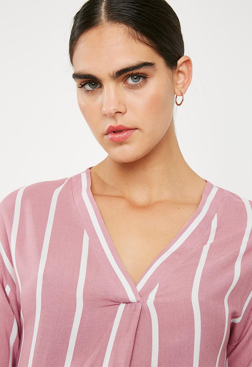Superbalist - V-neck shirt - pink & white 