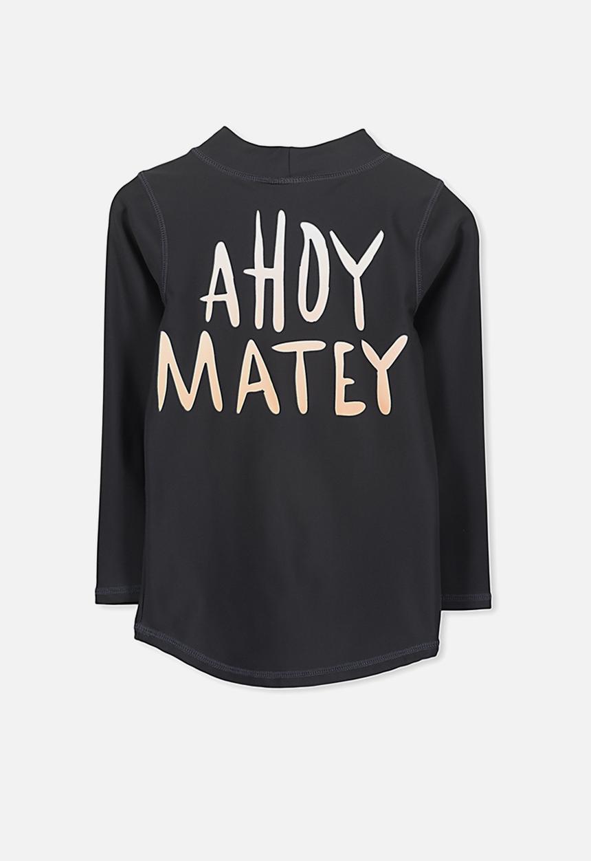 Cotton On - Fraser long sleeve rash vest - black