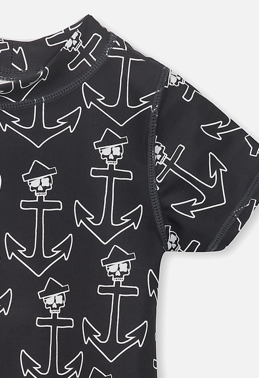 Cotton On - Finley short sleeve rash vest - black & white 