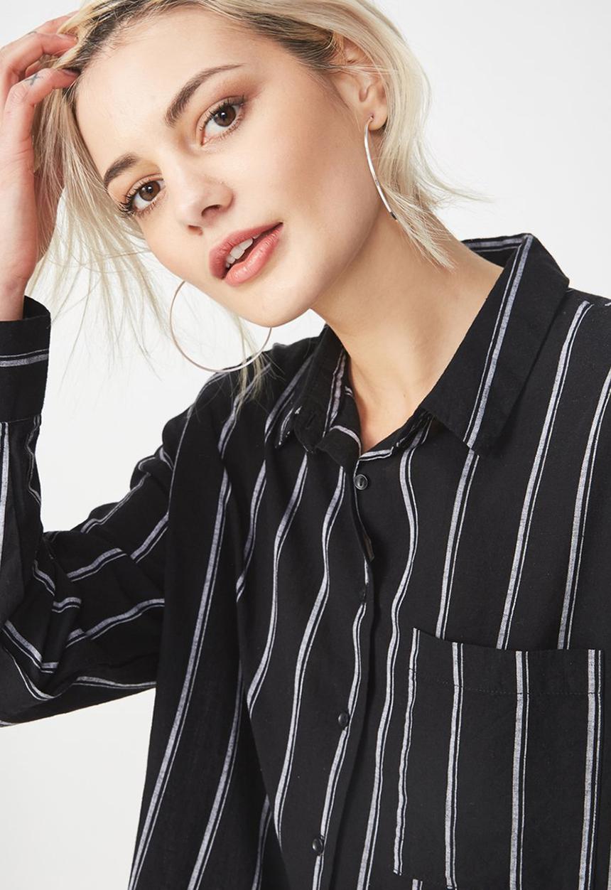 Cotton On - Monique shirt stella stripe - black & white 