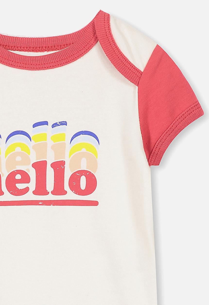 Cotton On - Mini short sleeve bubbysuit - white & pink 