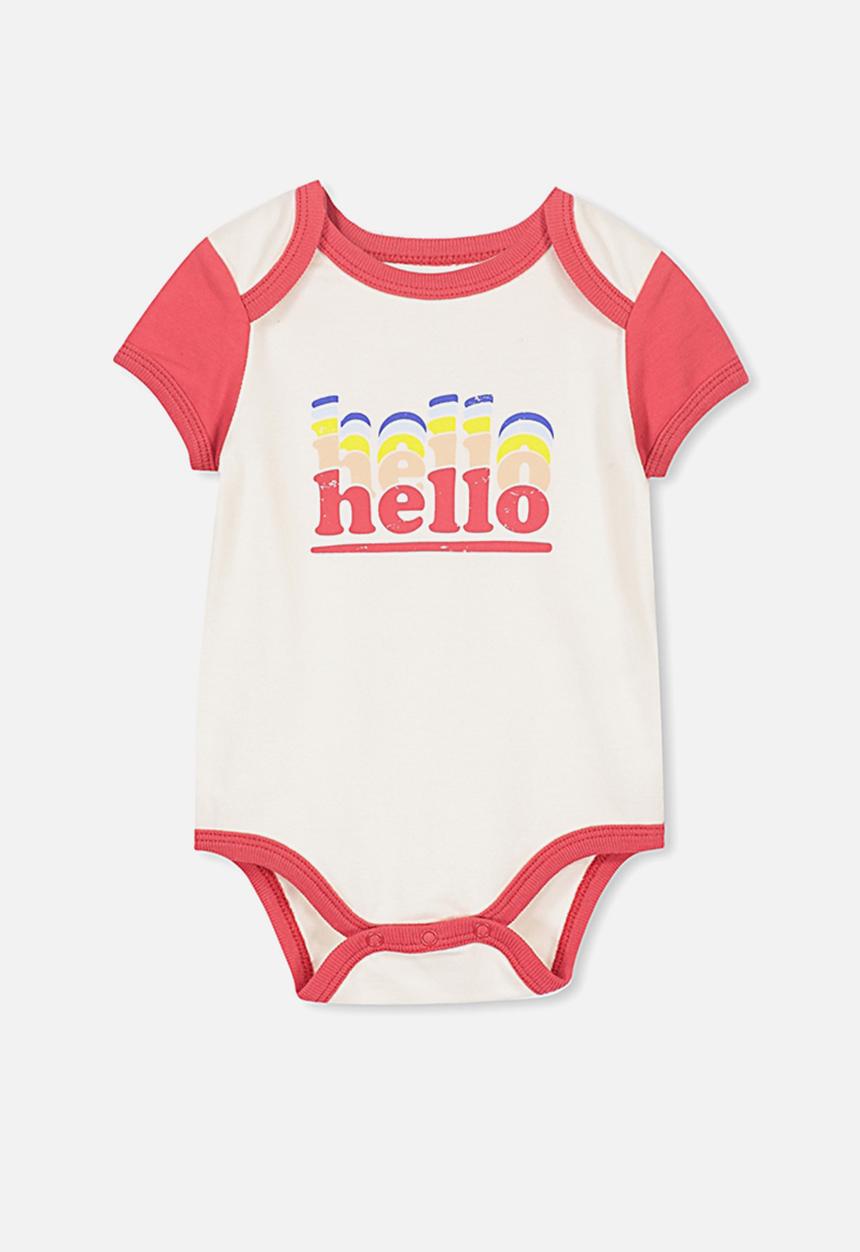 Cotton On - Mini short sleeve bubbysuit - white & pink 