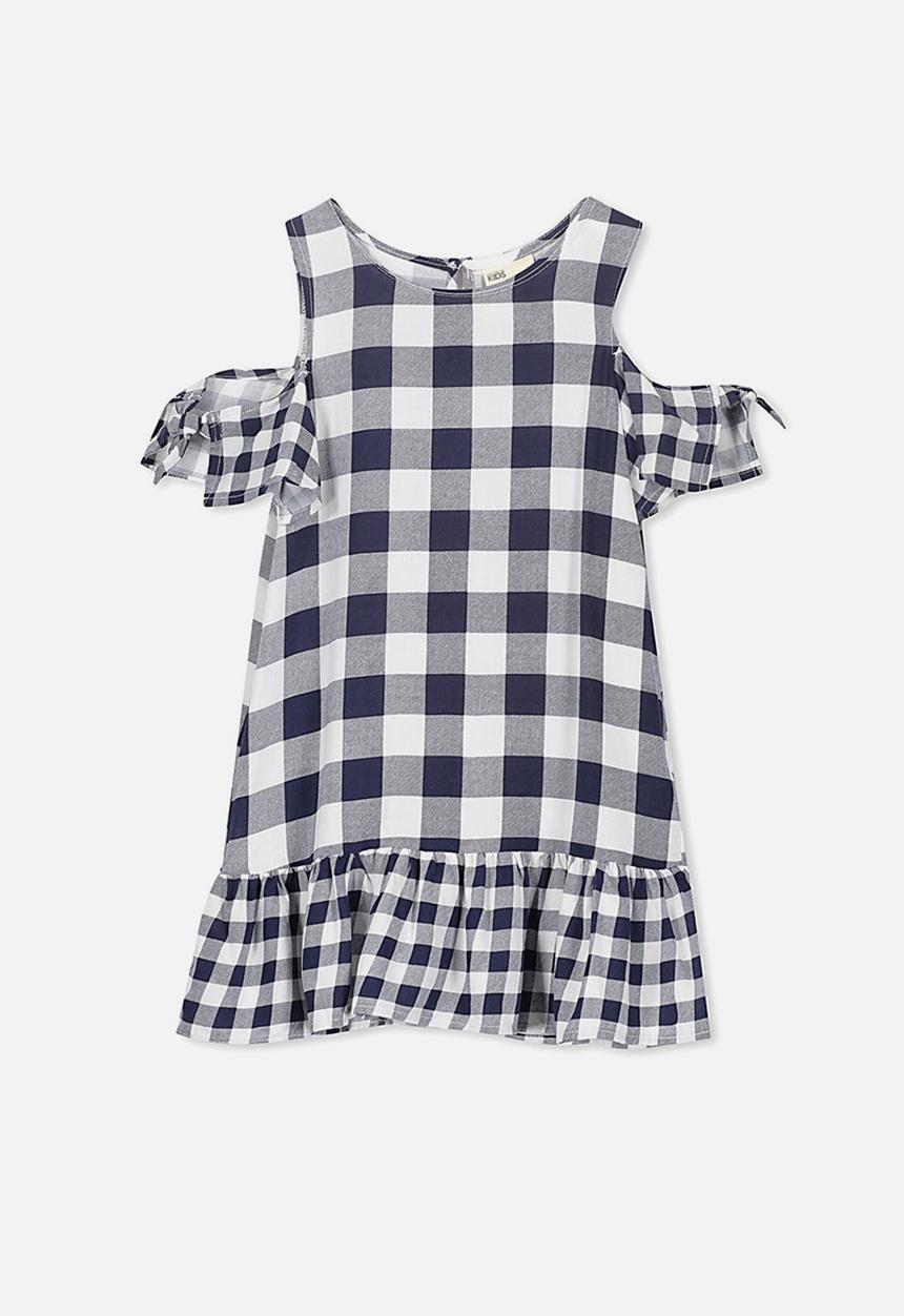 Cotton On - Ruby cold shoulder dress - navy & white