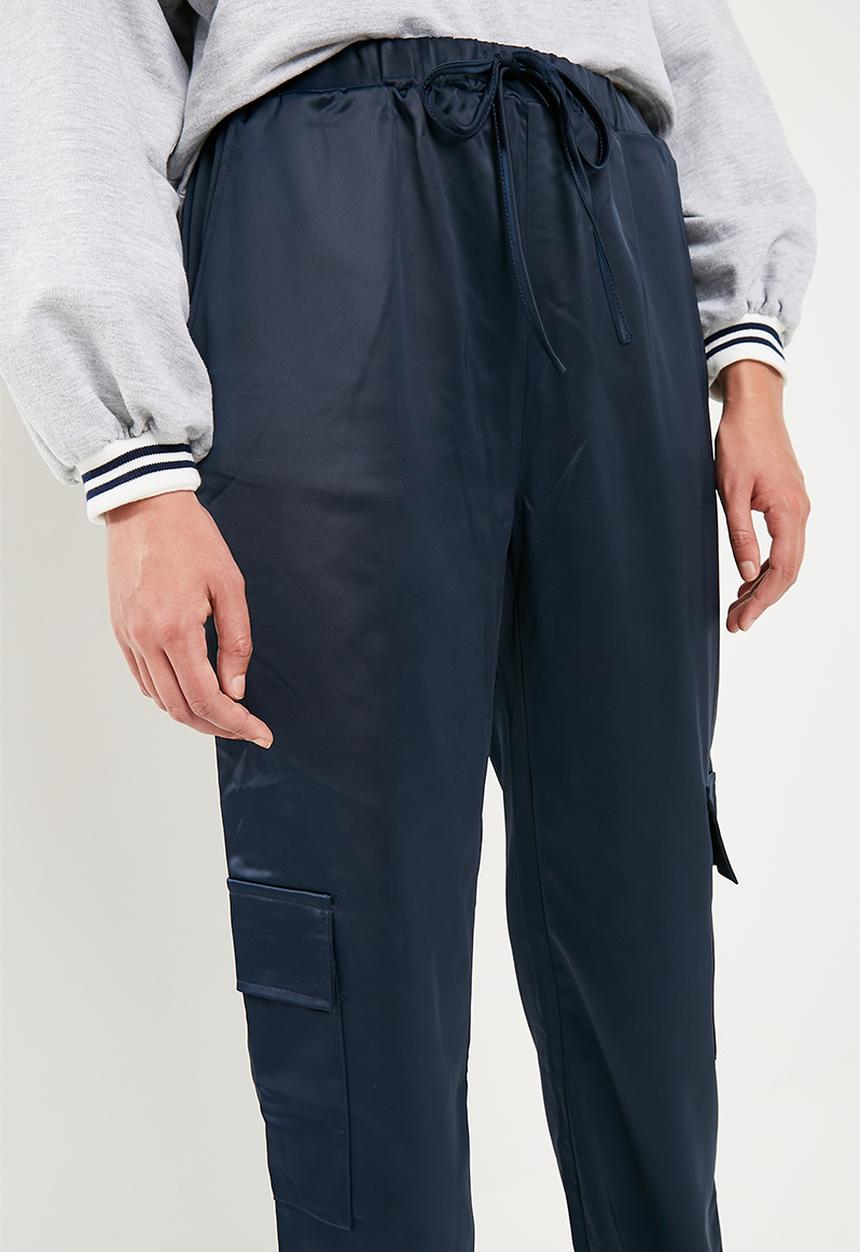 Missguided - Satin utility trousers - navy