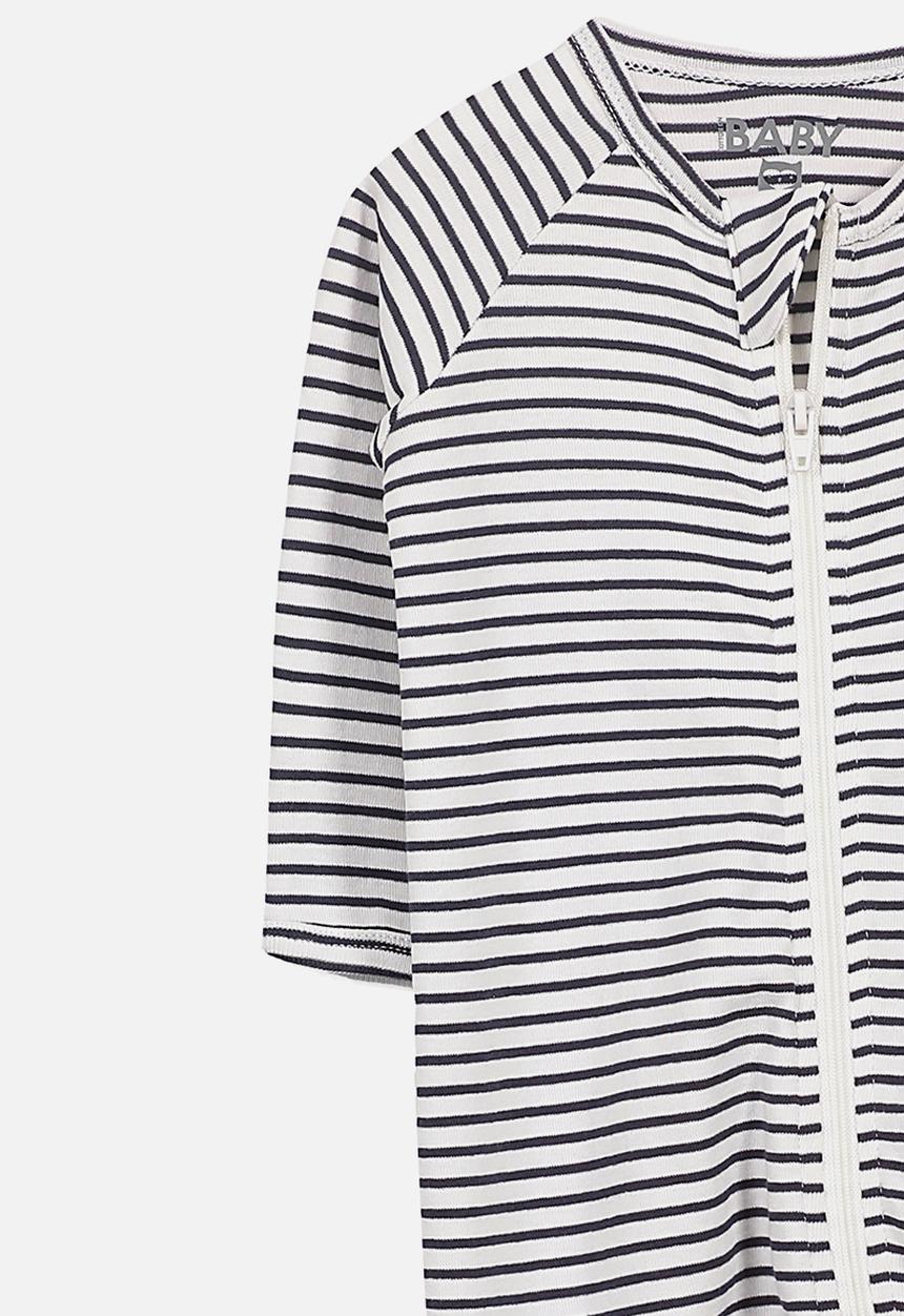 Cotton On - Long sleeve zip through romper - cream & navy