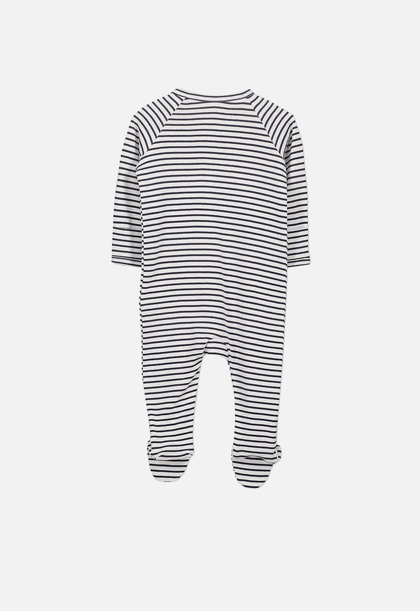 Cotton On - Long sleeve zip through romper - cream & navy