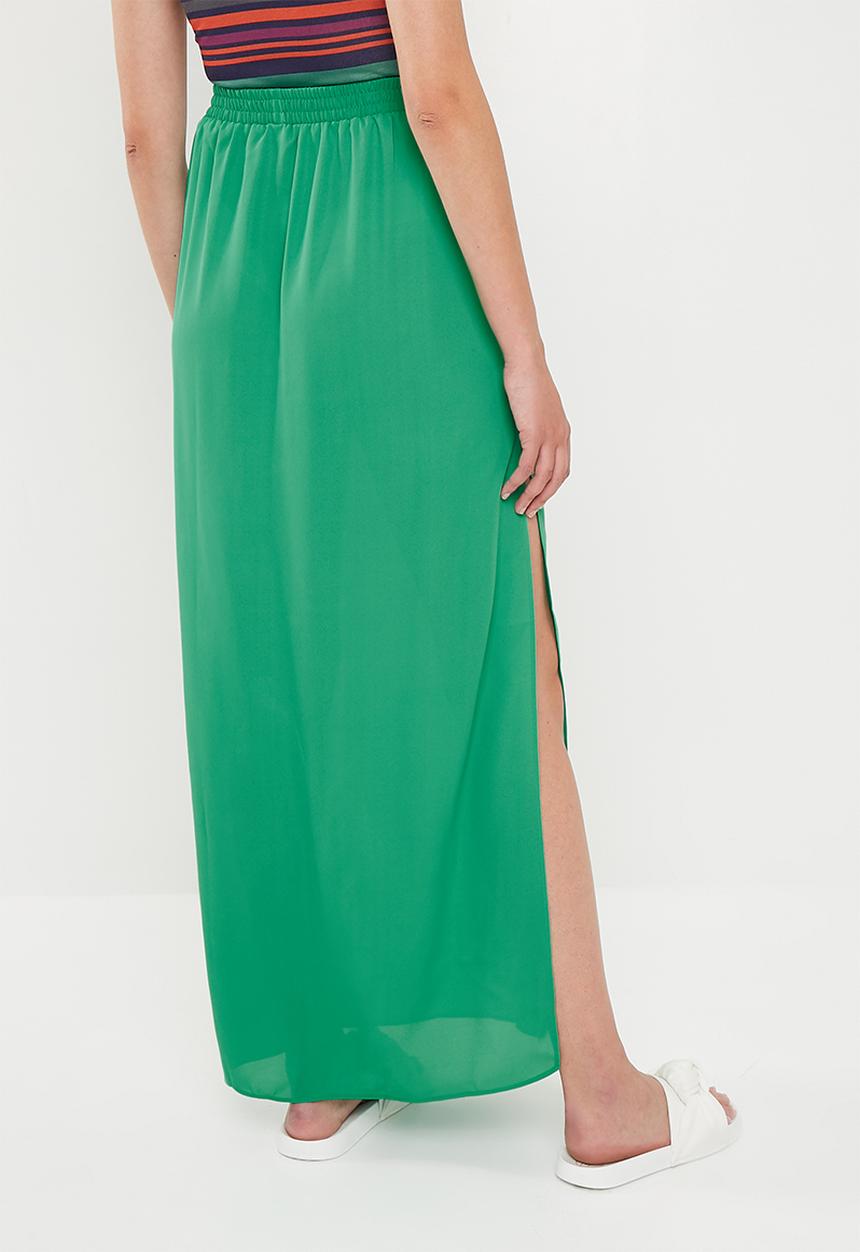 Missguided - Split maxi skirt - green