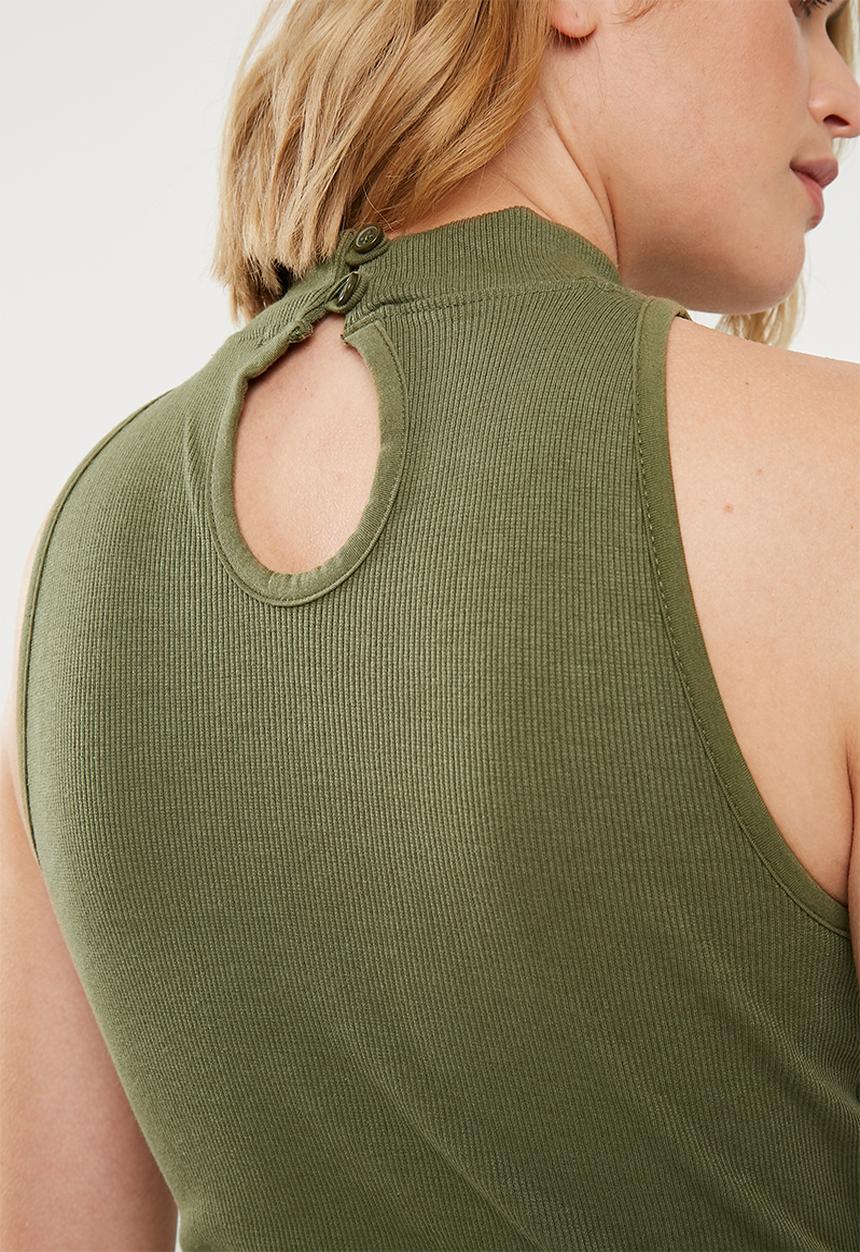 Missguided - High neck bust cup bodycon midi dress - olive