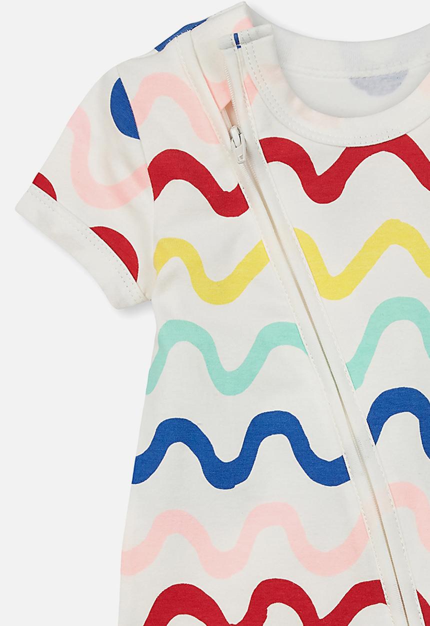 Cotton On - Mini short sleeve  zip through romper - multi 