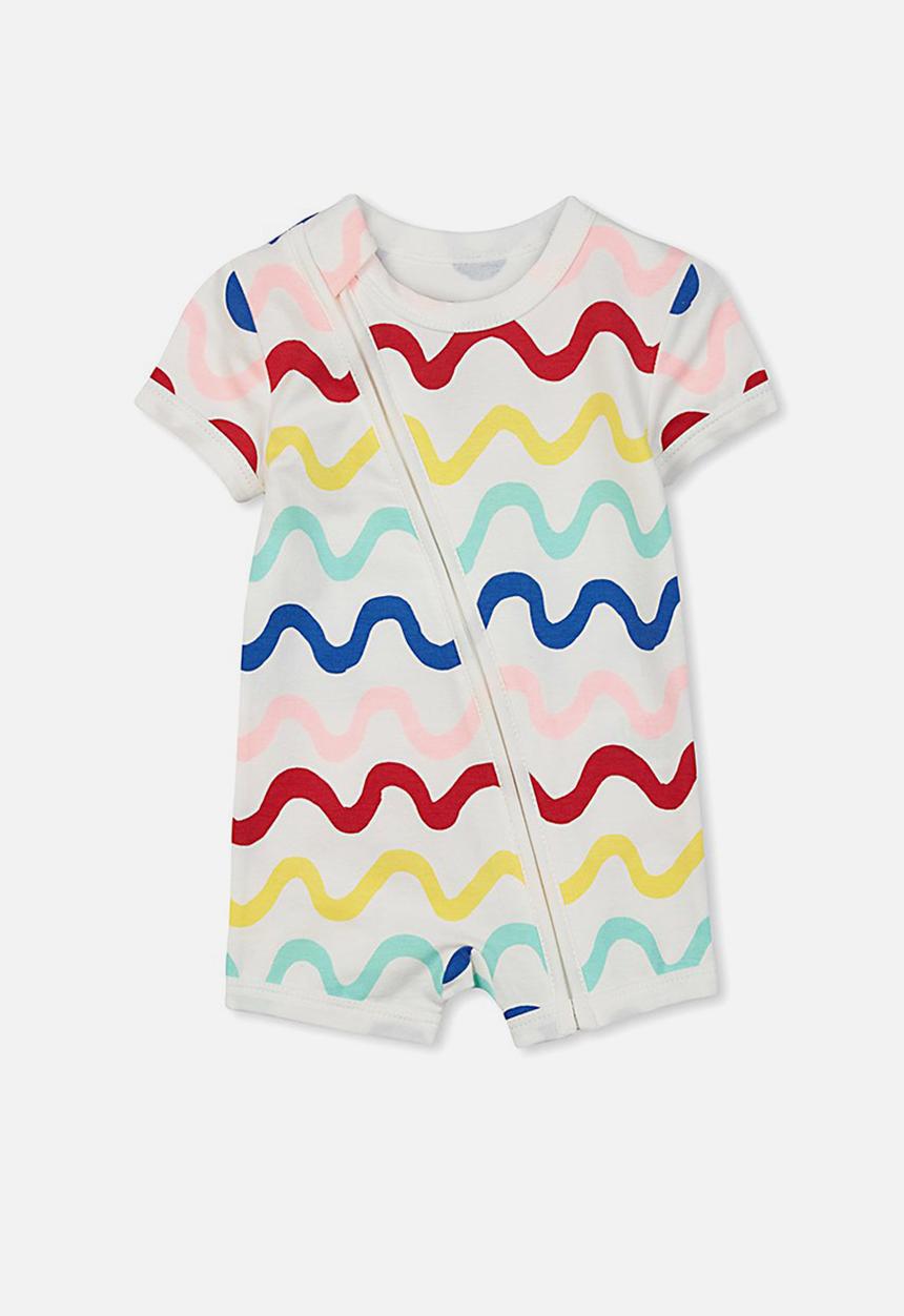 Cotton On - Mini short sleeve  zip through romper - multi 
