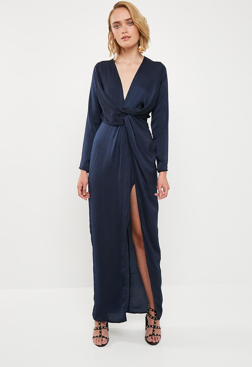 Missguided - Wrap front maxi dress - navy