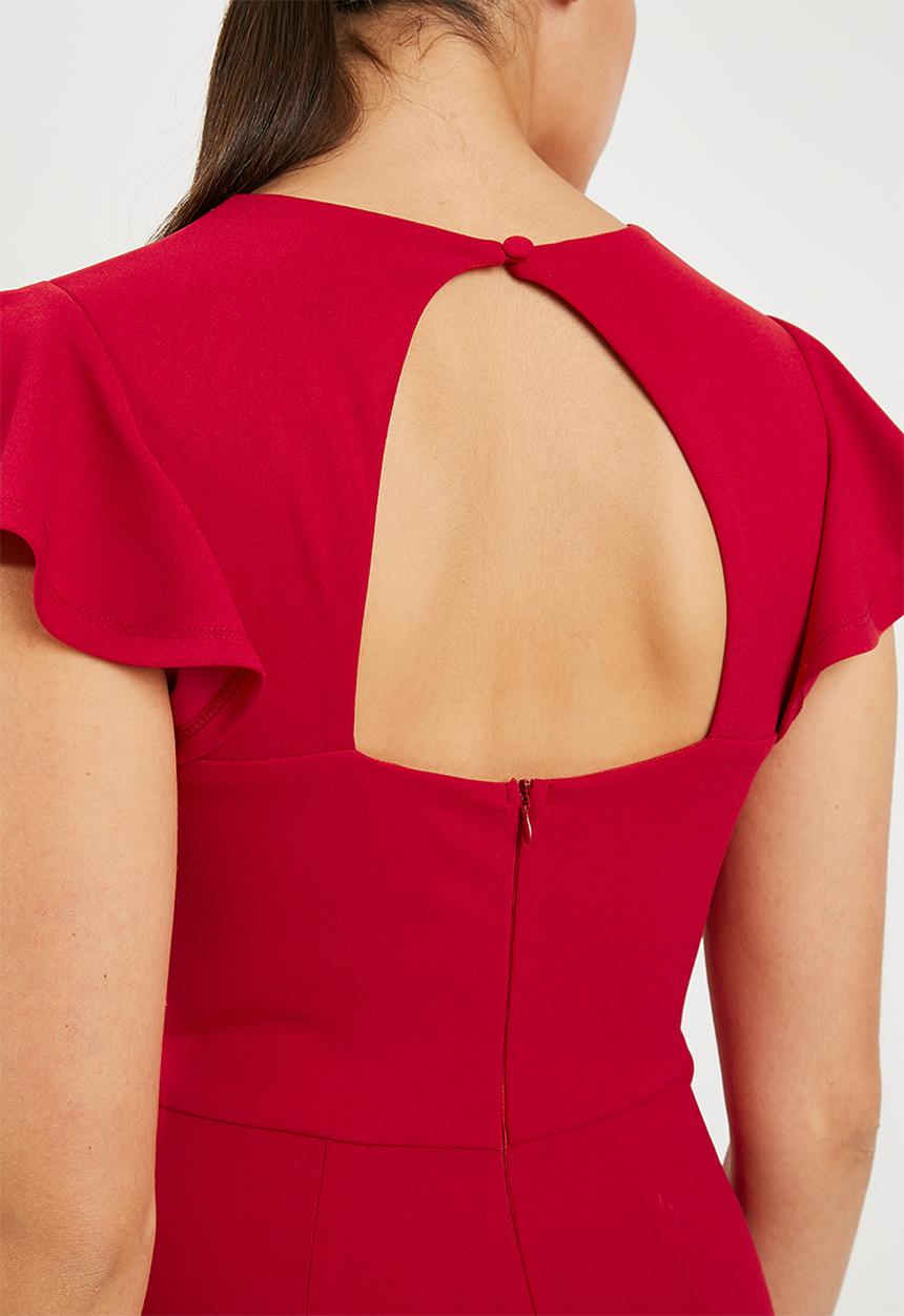 Superbalist - Flutter sleeve formal playsuit - red