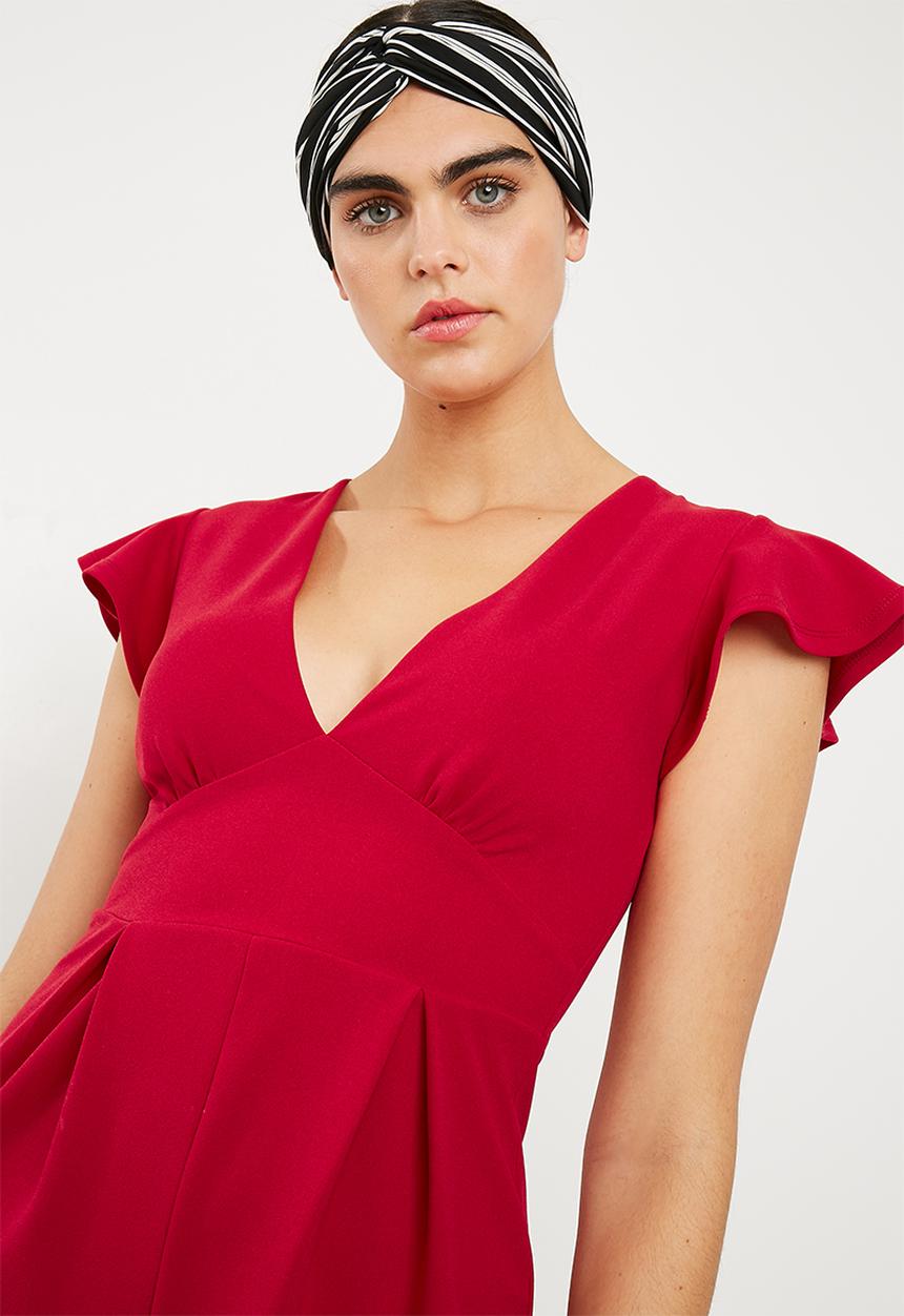Superbalist - Flutter sleeve formal playsuit - red