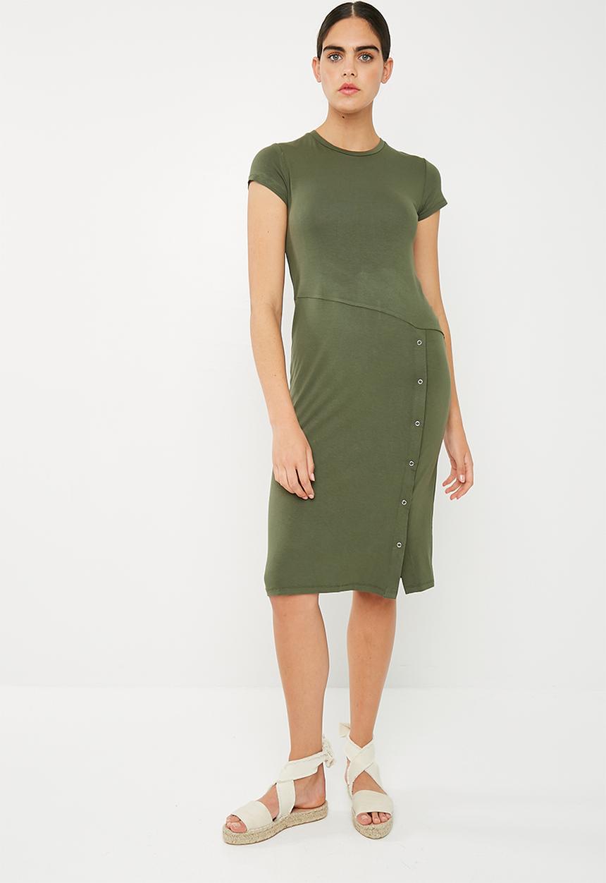 Superbalist - Popper tee dress - khaki