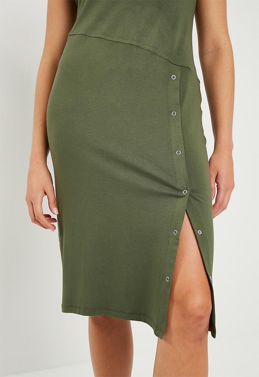 Superbalist - Popper tee dress - khaki